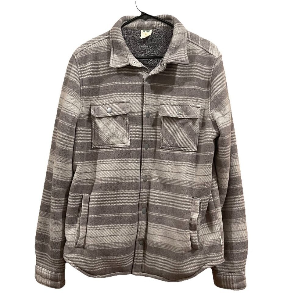 NWT Voyager Men’s Remote Plush Fleece Sherpa Lined Shirt Jacket Pockets‎ Gray M